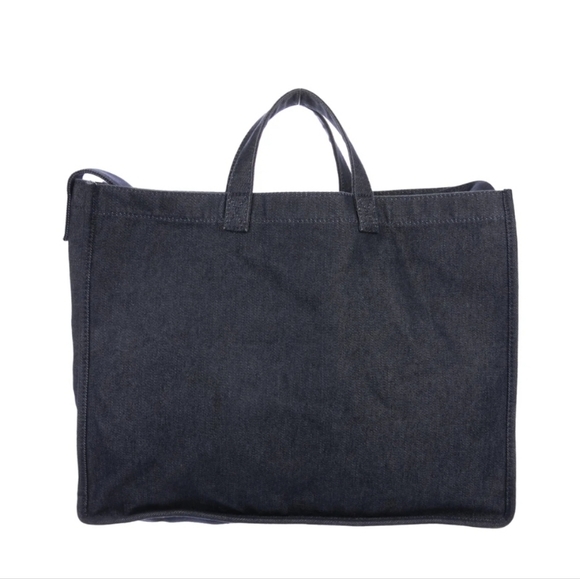 Theory Denim Blue Tote Bag Office Siren - Picture 15 of 16